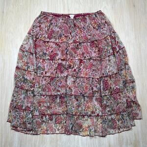 CJ Banks Floral Piasley Tiered Summer Boho Cottagecore Ruffle Skirt Plus 2X